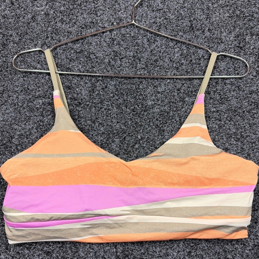 Prana Bikini Top Womens L Orange Sunset Stripe Recycled Econyl Swim Bralette